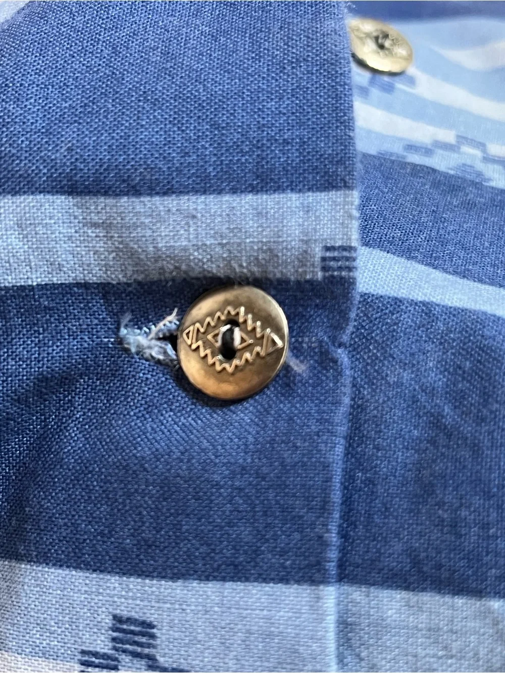 Vintage Cowgirls Rodeo Association Blue Western Stripe Cotton Button Shirt L